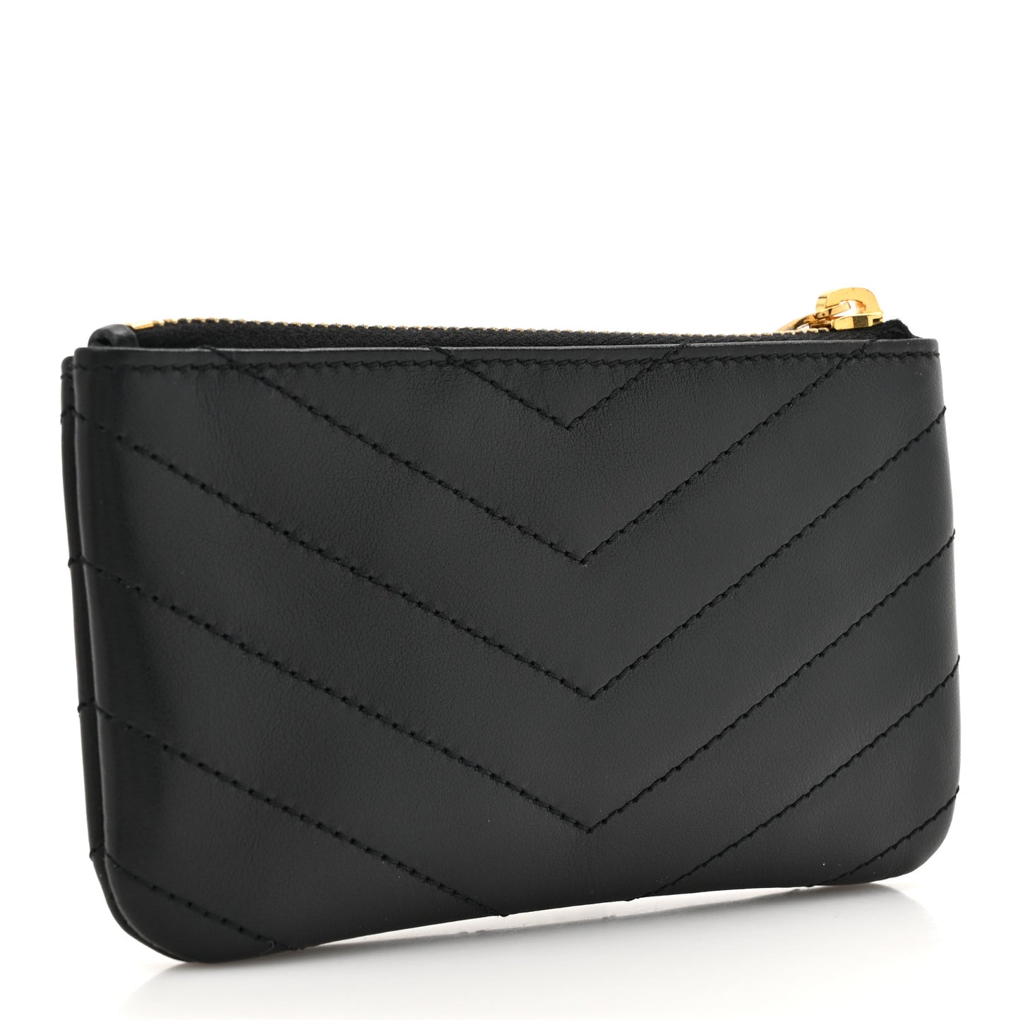 Calfskin Matelasse Monogram Key Pouch Black