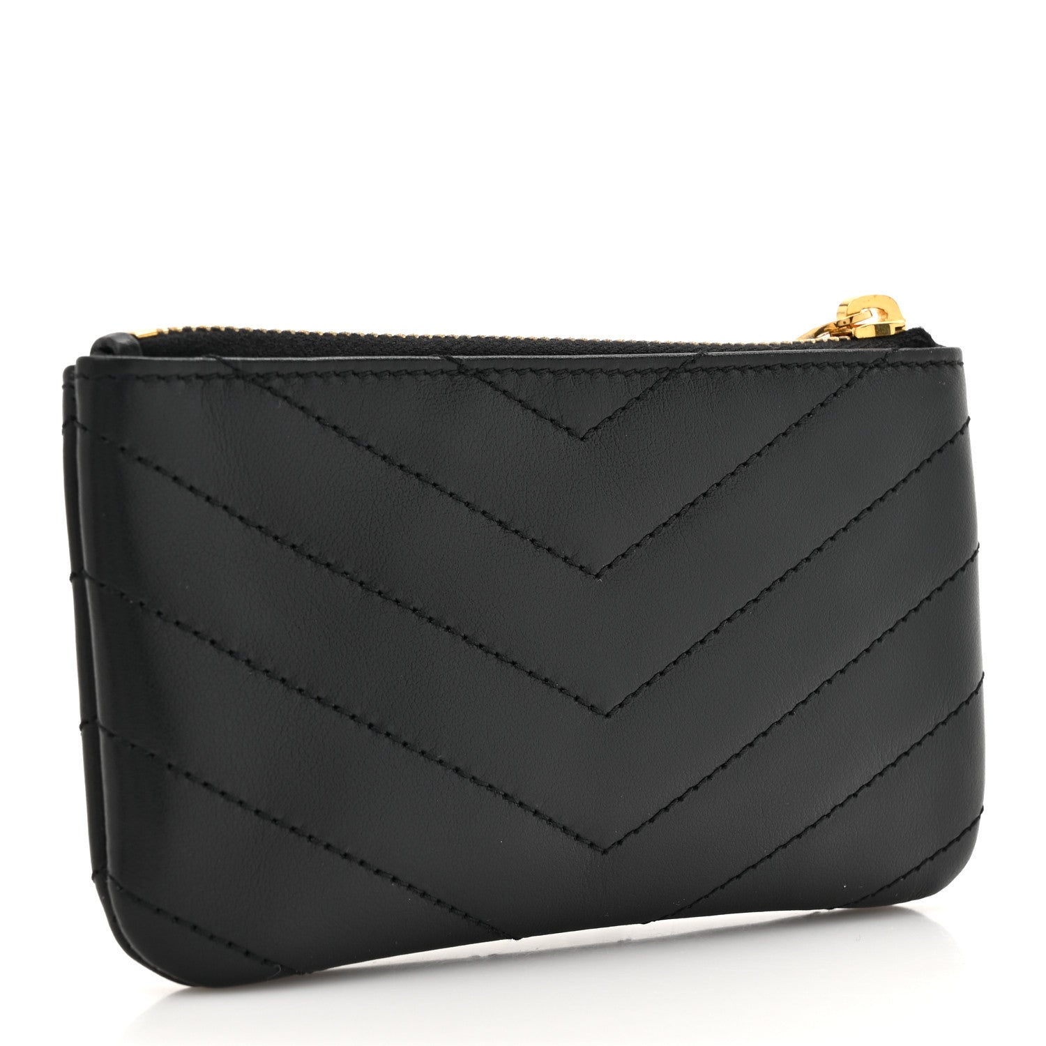 Saint Laurent Calfskin Matelasse Monogram Key Pouch Black 3 of 8