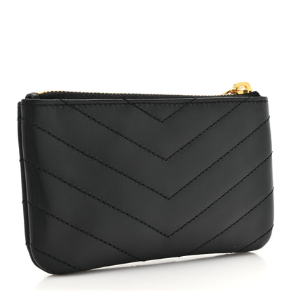 Saint Laurent Calfskin Matelasse Monogram Key Pouch Black 3 of 8