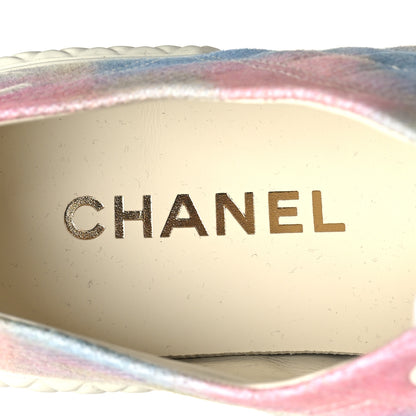Chanel Printed Fabric Quilted Sneakers 39.5 Green Pink Blue 8 of 8