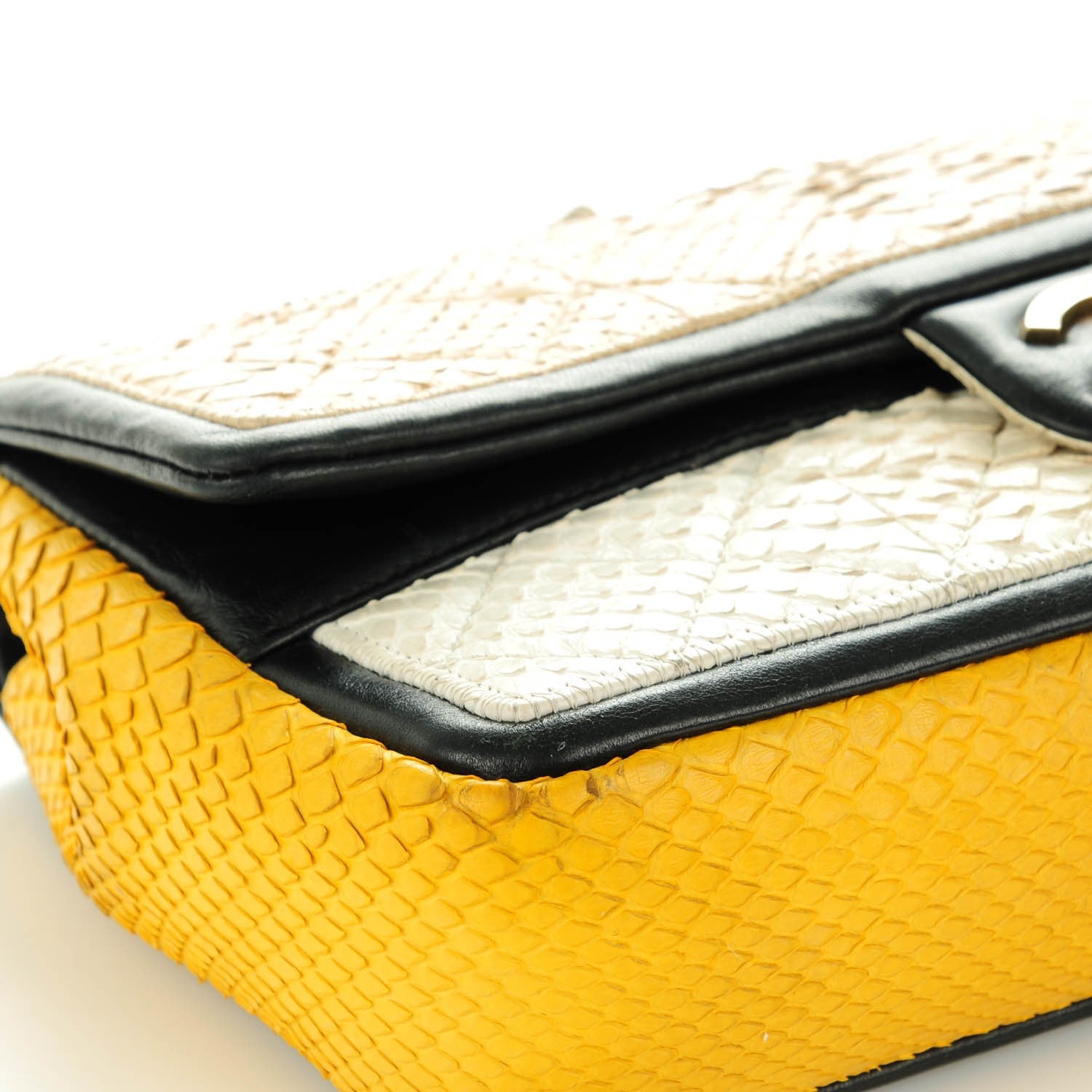 Chanel Python Tri-Color Medium Graphic Flap Beige 5 of 9