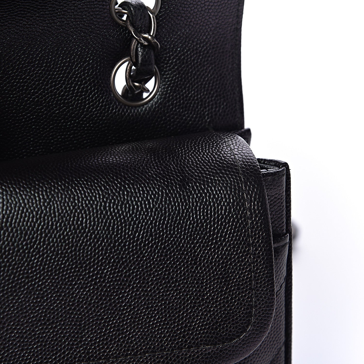 Chanel Iridescent Caviar Chevron Quilted Medium Double Flap Black 9 of 12