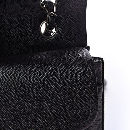 Chanel Iridescent Caviar Chevron Quilted Medium Double Flap Black 9 of 12