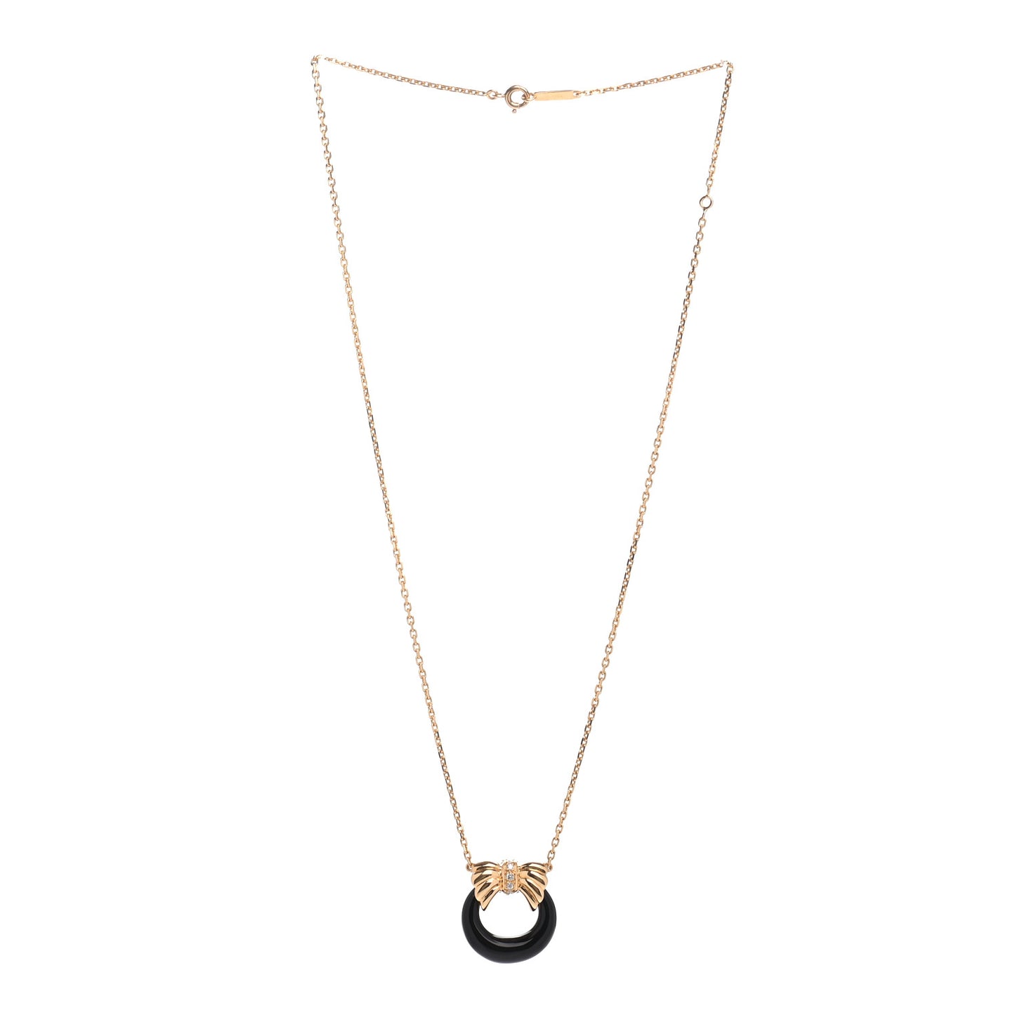 18K Yellow Gold Diamond Onyx Green Chalcedony Blue Chalcedony Interchangeable Bow Door Knocker Necklace