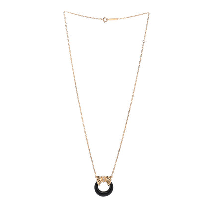 Van Cleef & Arpels 18K Yellow Gold Diamond Onyx Green Chalcedony Blue Chalcedony Interchangeable Bow Door Knocker Necklace 3 of 5