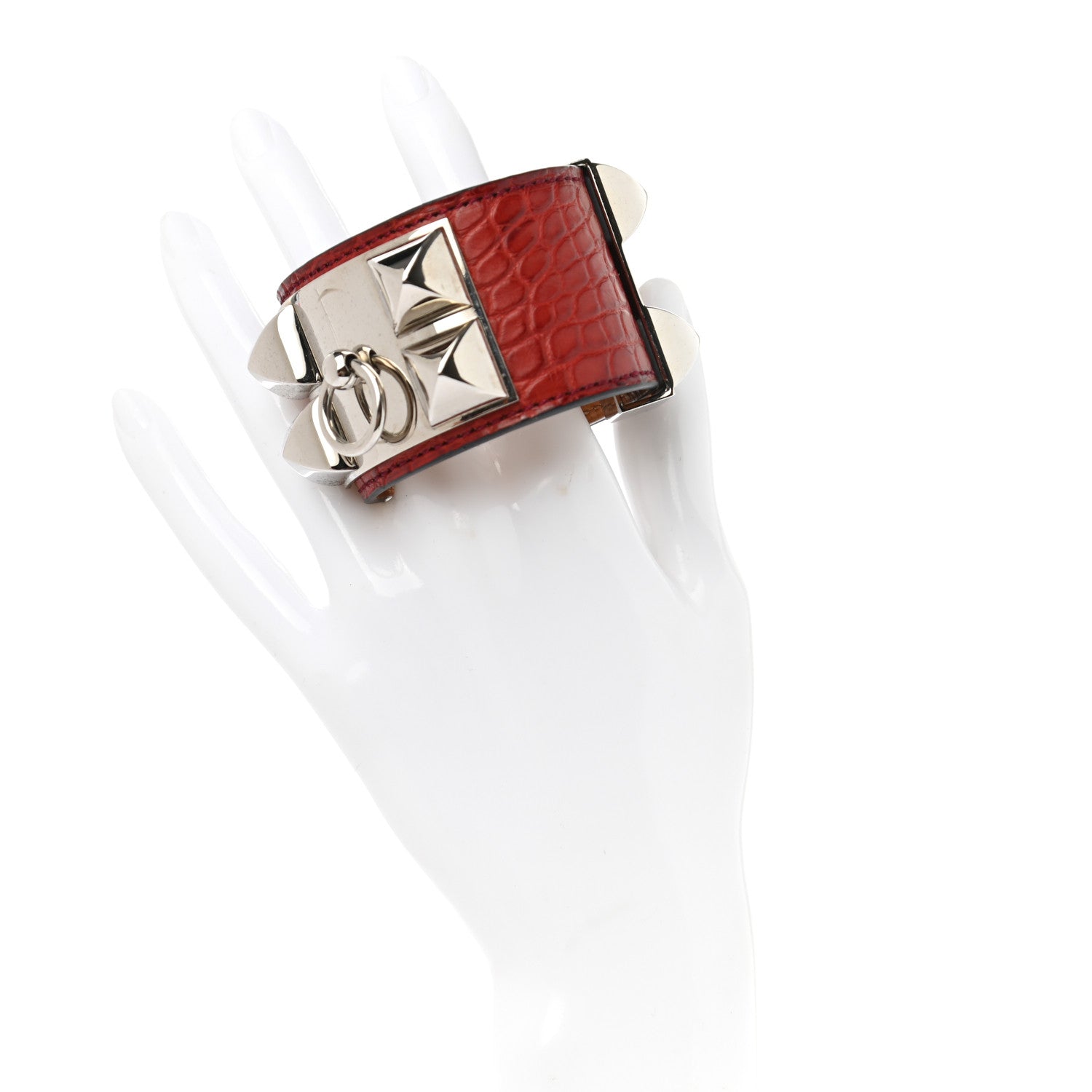Hermes Matte Alligator Collier De Chien CDC Bracelet S Bougainvillea 2 of 7