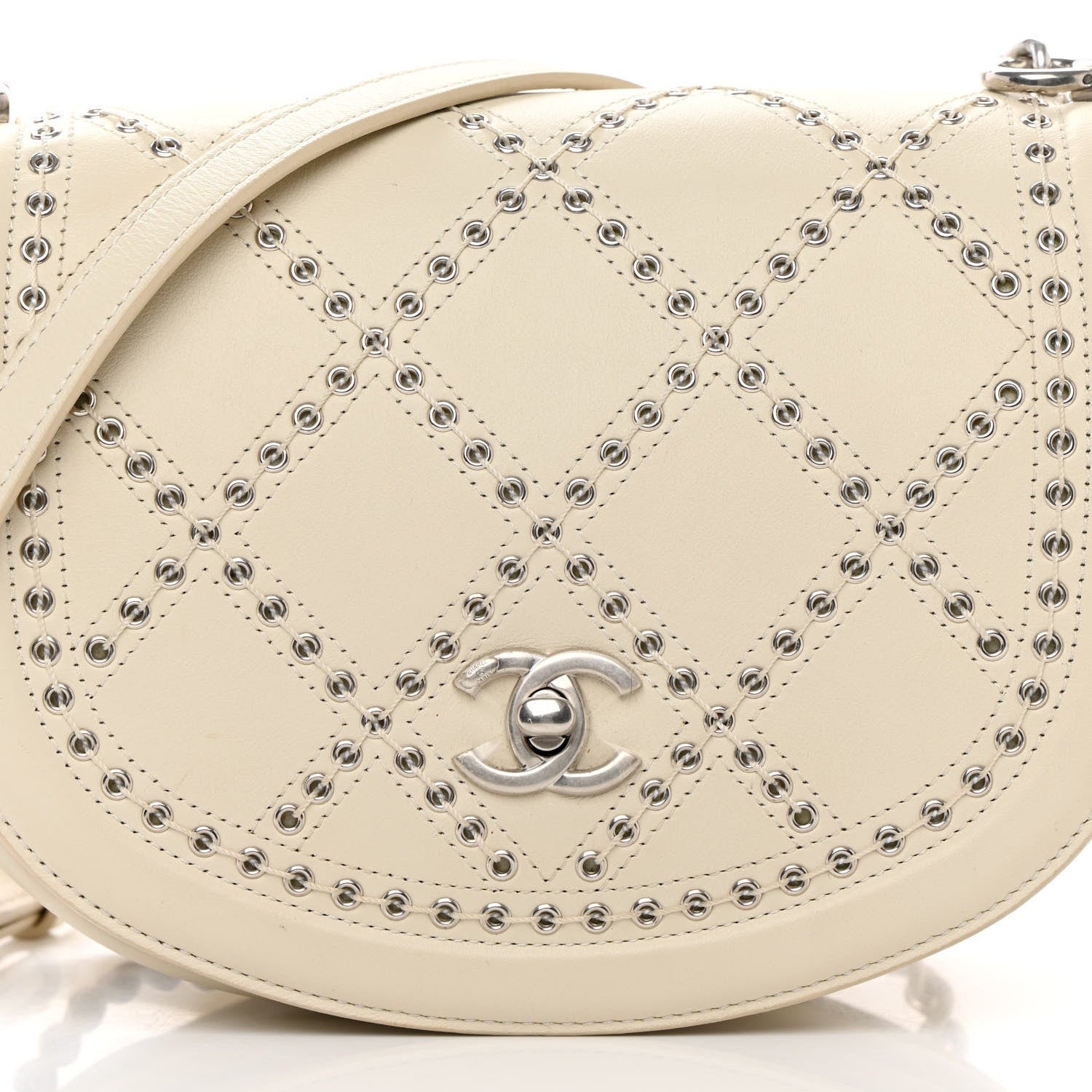 Chanel Calfskin Coco Eyelets Small Flap Bag Ivory 9 of 16