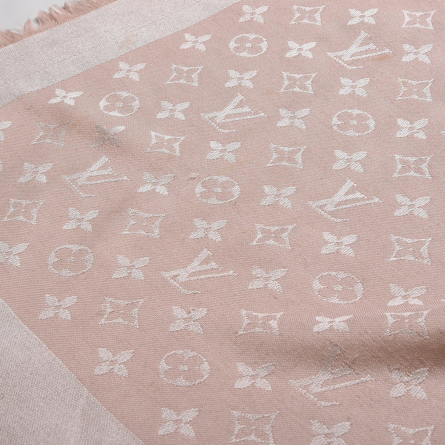 Silk Wool Monogram Denim Shawl Pink