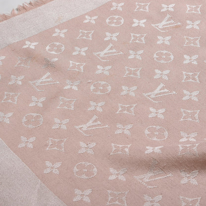 Louis Vuitton Silk Wool Monogram Denim Shawl Pink 7 of 11