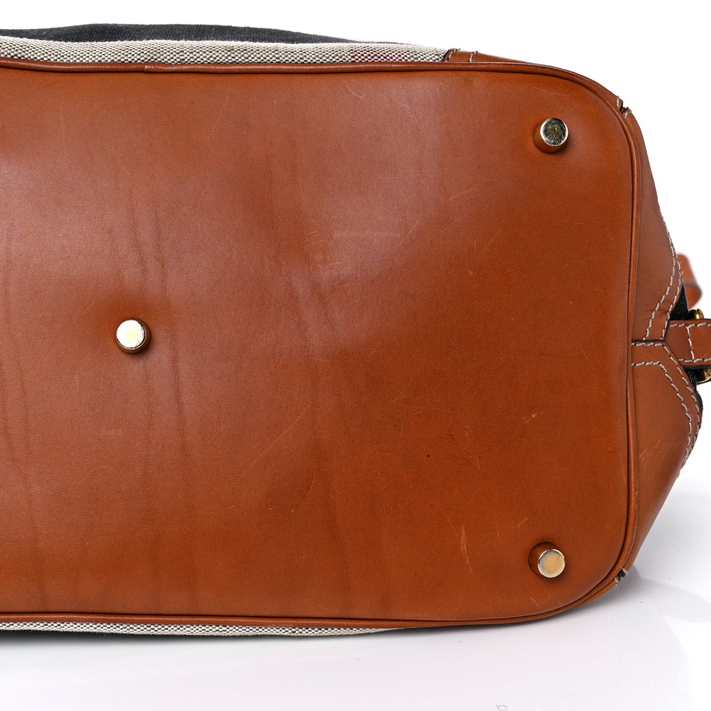 Canvas Mega Check Traveler Tote Dark Tan