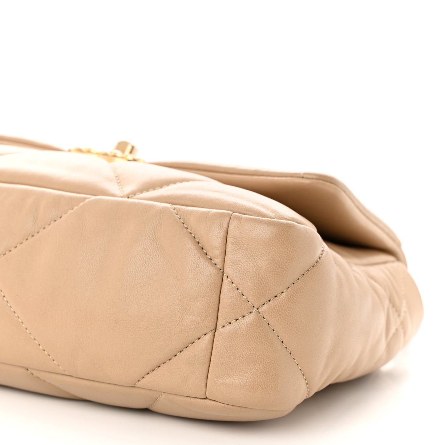 Lambskin Quilted Medium Chanel 19 Flap Dark Beige