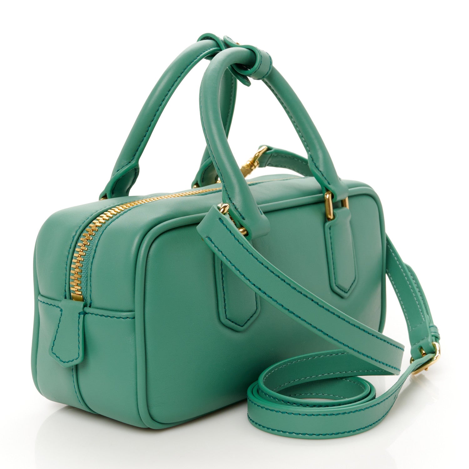 Miu Miu Calfskin Regular Arcadie Top Handle Bag Salvia 3 of 9