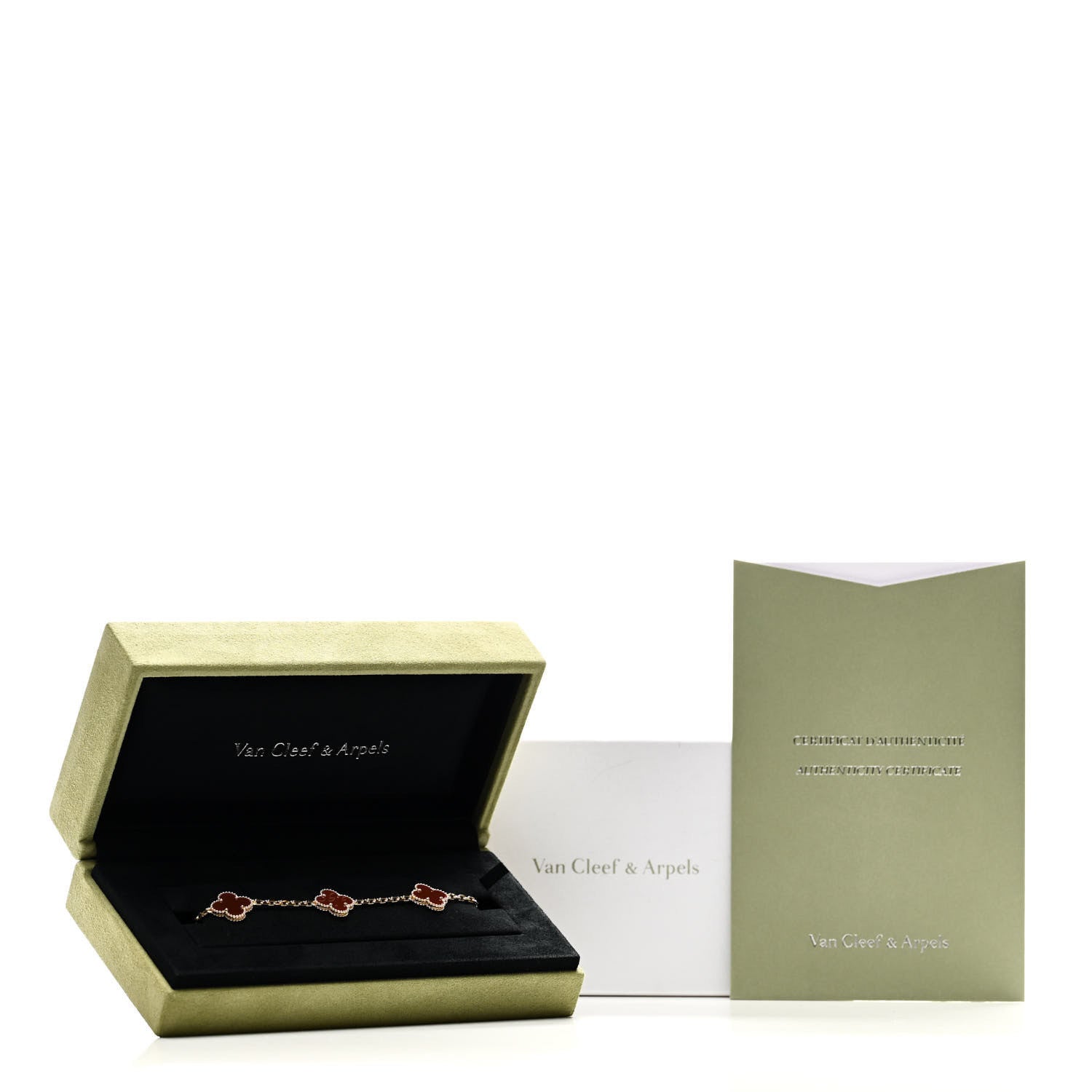 Van Cleef & Arpels 18K Yellow Gold Carnelian 5 Motifs Vintage Alhambra Bracelet 5 of 5