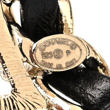 Chanel Lambskin Crystal CC Chain Brooch Black Gold 4 of 4