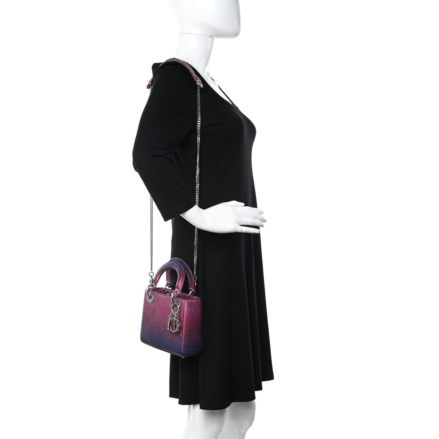Christian Dior Lizard Gradient Mini Lady Dior Pink Blue 2 of 12