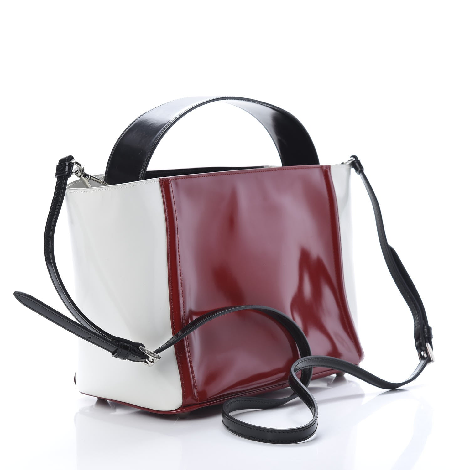 Prada Vernice Tri-Color Tote White Red Black 3 of 11