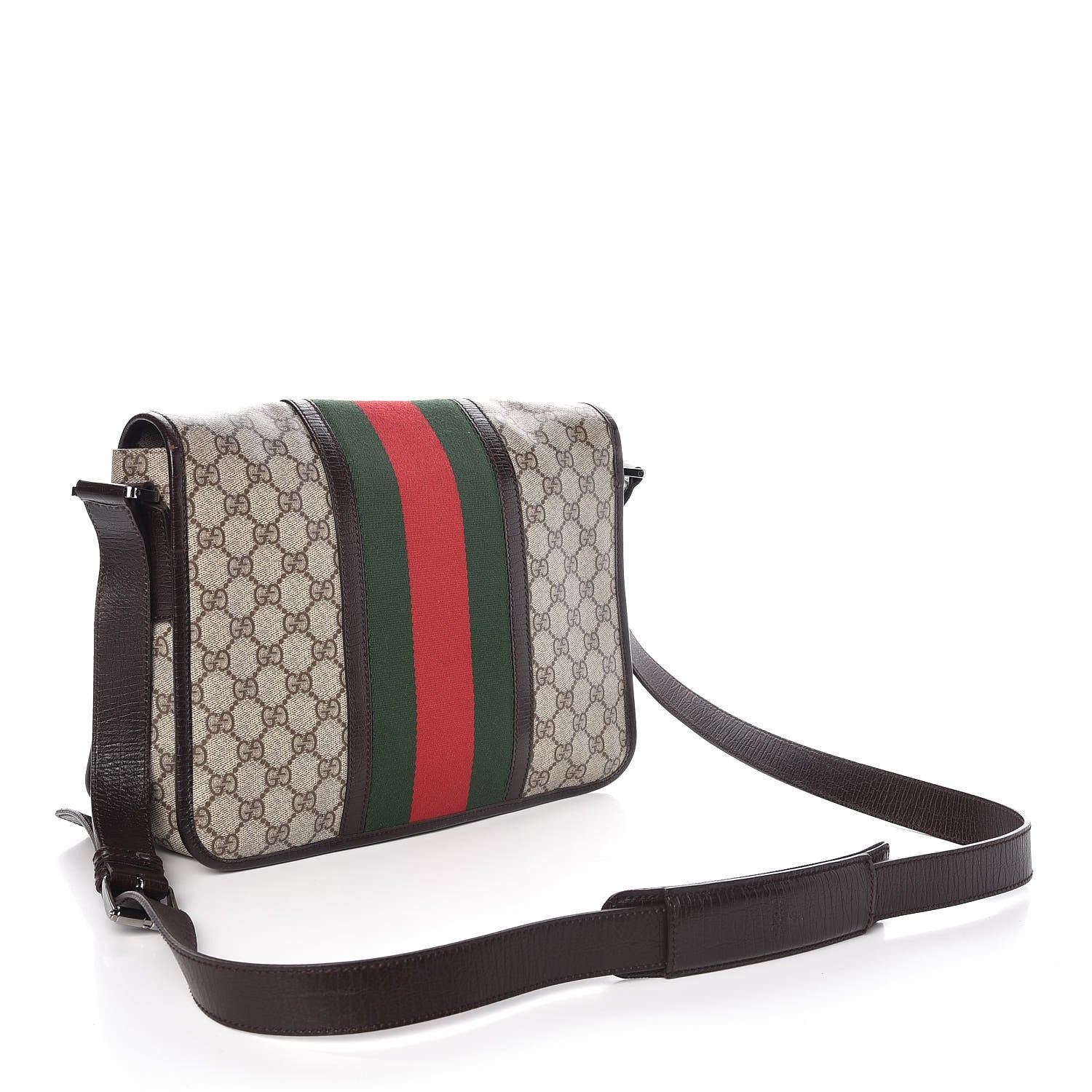 Gucci GG Plus Monogram Web Medium Flap Messenger Beige Dark Brown 3 of 9