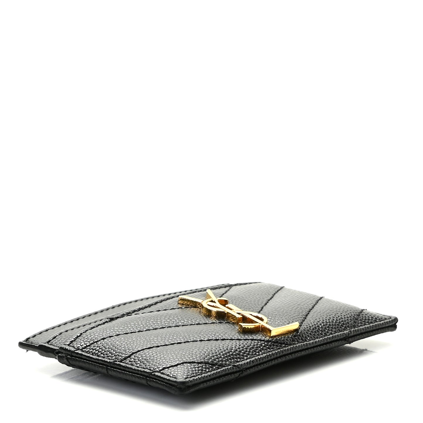 Grain De Poudre Matelasse Chevron Monogram Credit Card Case Black