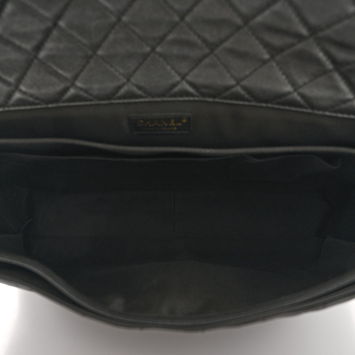 Calfskin Quilted XXL Travel Flap Bag Black