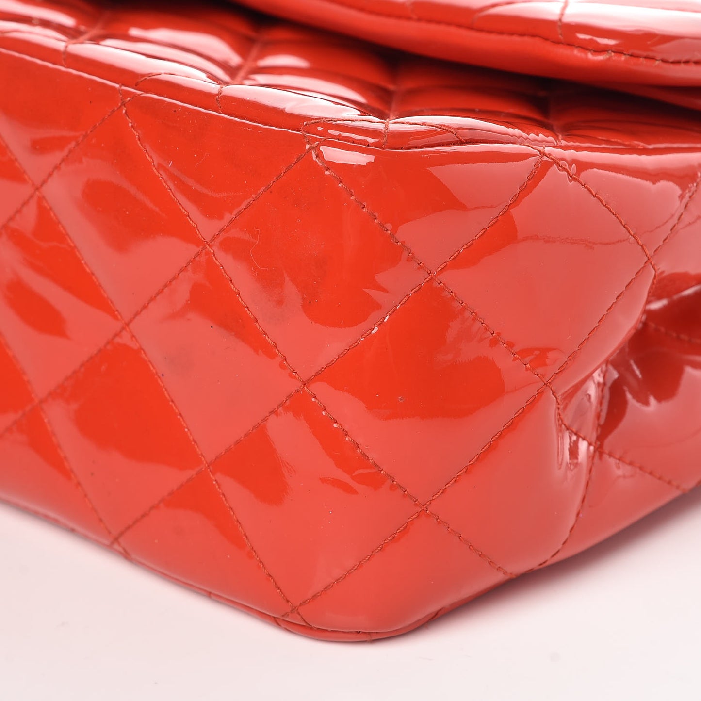 Patent Quilted Jumbo Double Flap Dark Red