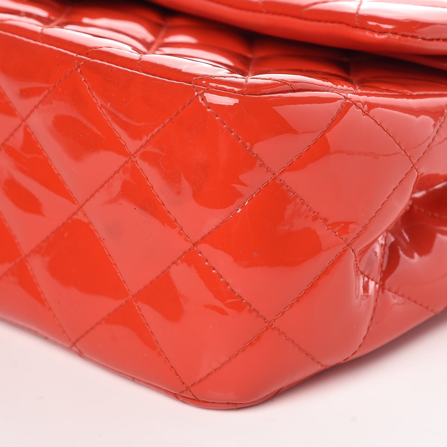 Chanel Patent Quilted Jumbo Double Flap Dark Red 13 of 14