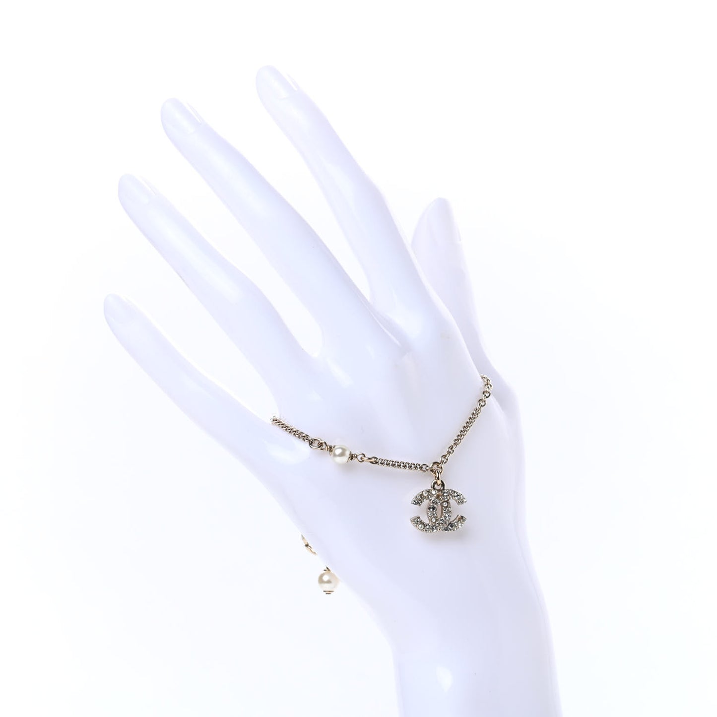 Pearl Crystal CC Bracelet Gold