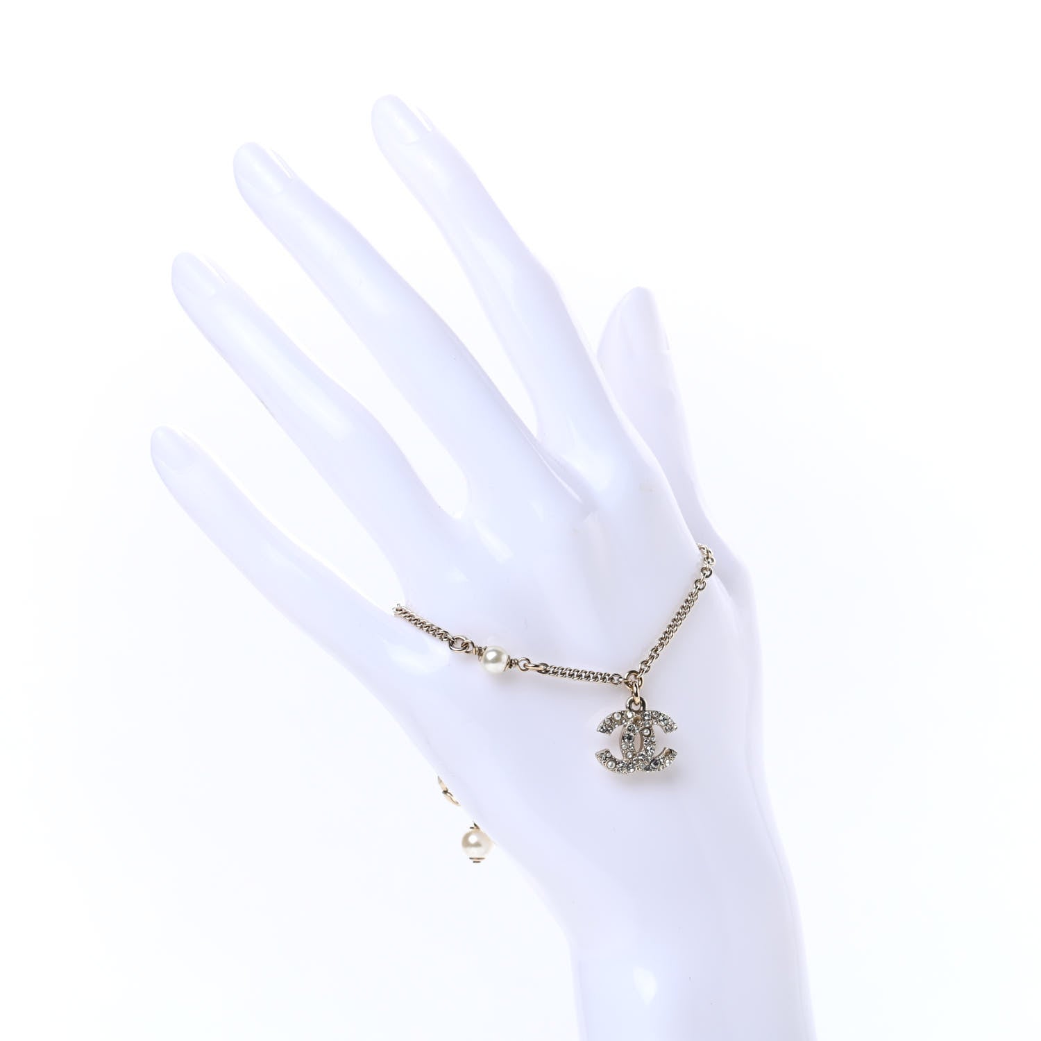 Chanel Pearl Crystal CC Bracelet Gold 2 of 5