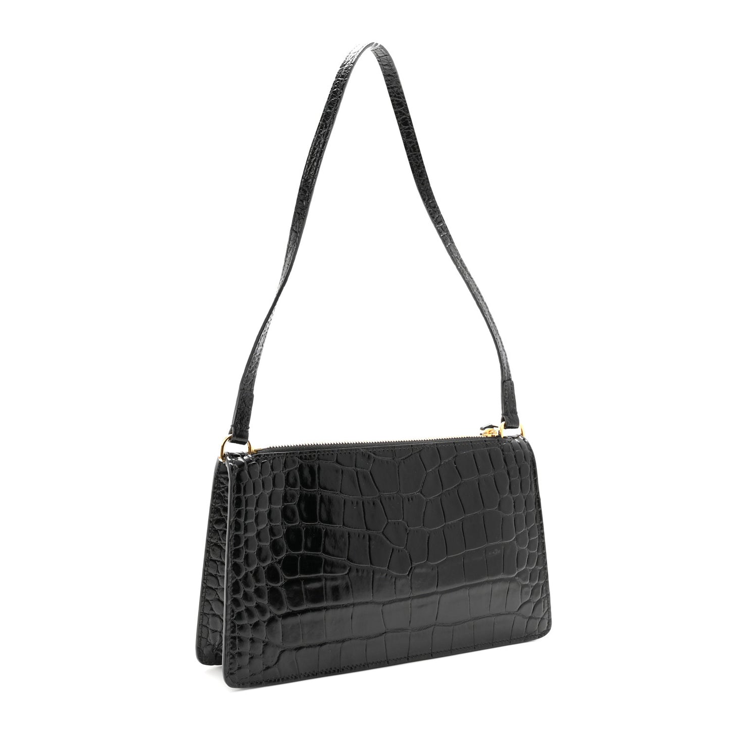 Calfskin Alligator Embossed Mini TB Shoulder Bag Black