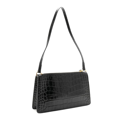 Burberry Calfskin Alligator Embossed Mini TB Shoulder Bag Black 3 of 9