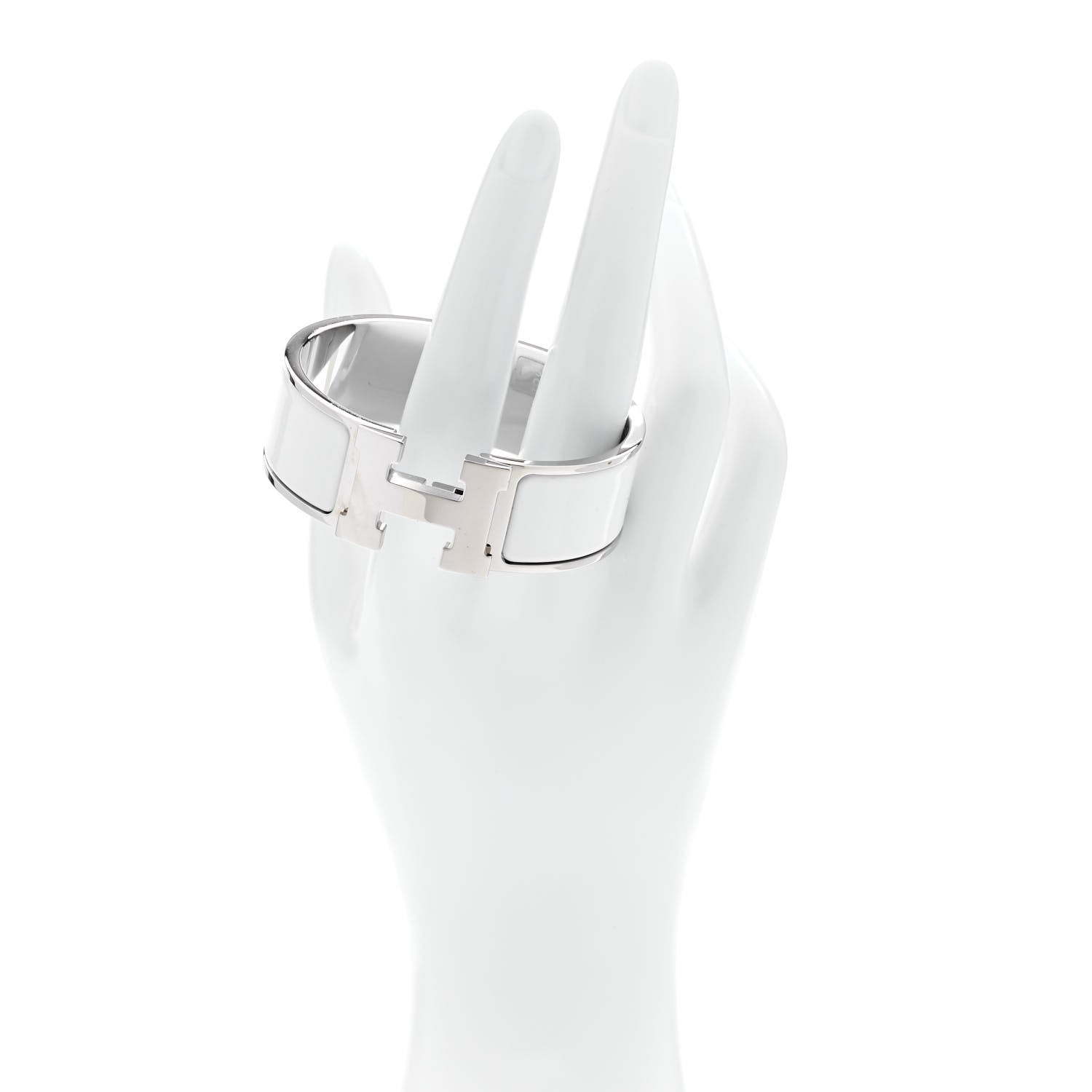 Hermes Enamel Wide Clic Clac H Bracelet GM White 2 of 5