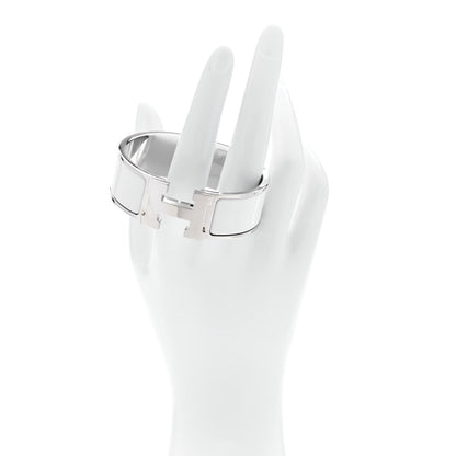Hermes Enamel Wide Clic Clac H Bracelet GM White 2 of 5