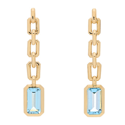 David Yurman 18K Yellow Gold Blue Topaz Novella Chain Drop Earrings 1 of 5
