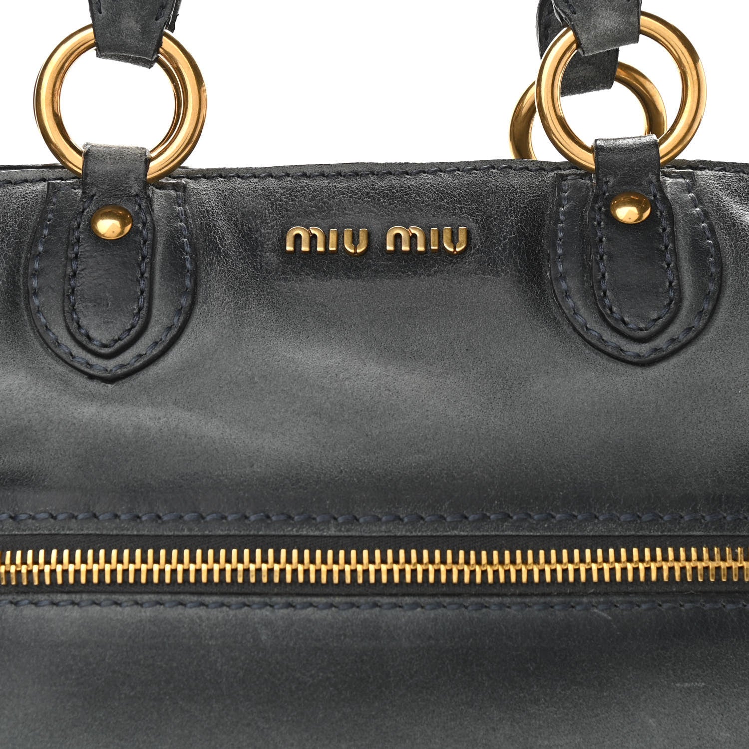 Miu Miu Calfskin Zip Tote Blue 11 of 11