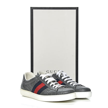 Gucci Guccissima Signature Web Mens Ace Sneakers 7 Melange Platinum 11 of 11