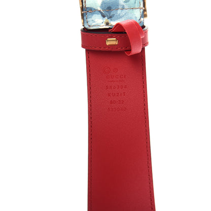 Gucci GG Plus Monogram Blooms Plaque Belt 80 32 Blue 5 of 5