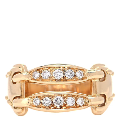 Hermes 18K Yellow Gold Diamond Tied and Stitched Ring 53 6.5 1 of 4