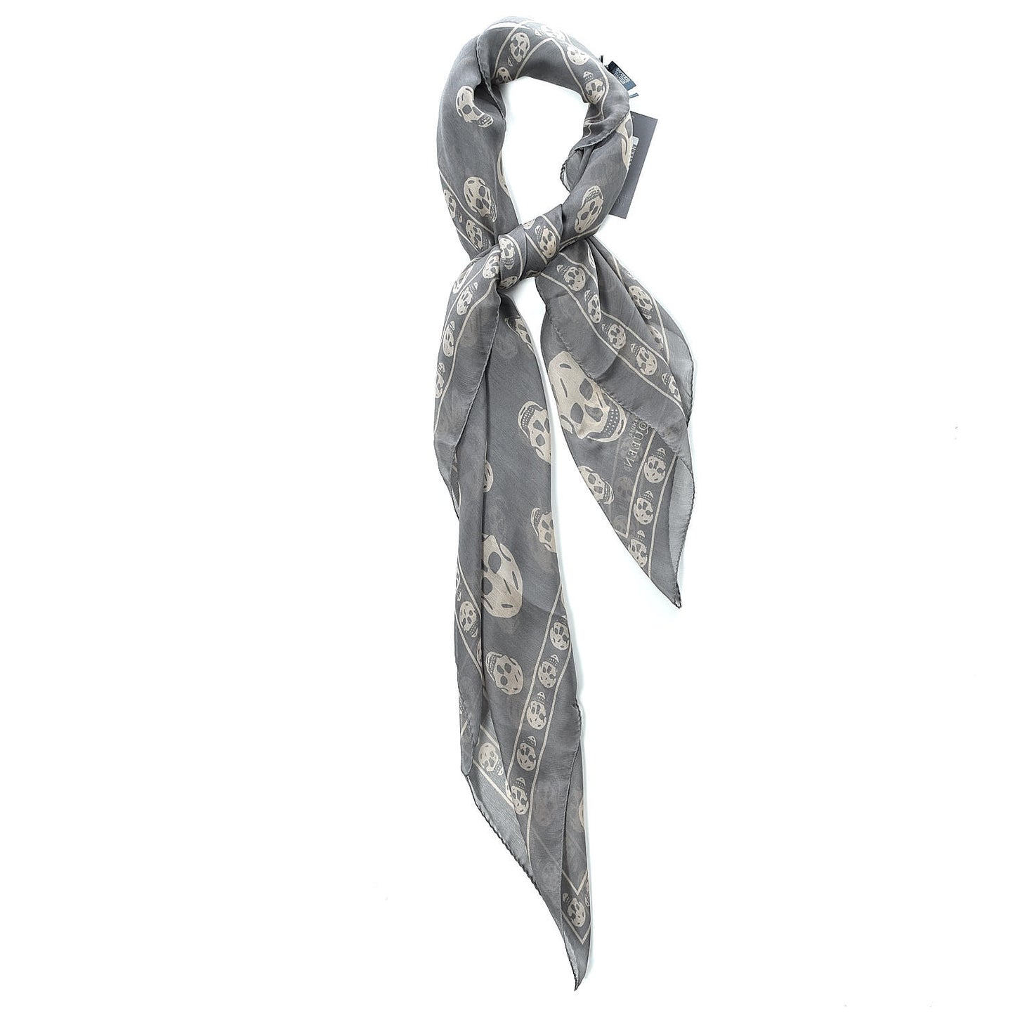 Silk Chiffon Skull Scarf Grey Beige