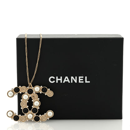 Chanel Crystal Pearl CC Chain Necklace Gold Black 5 of 5