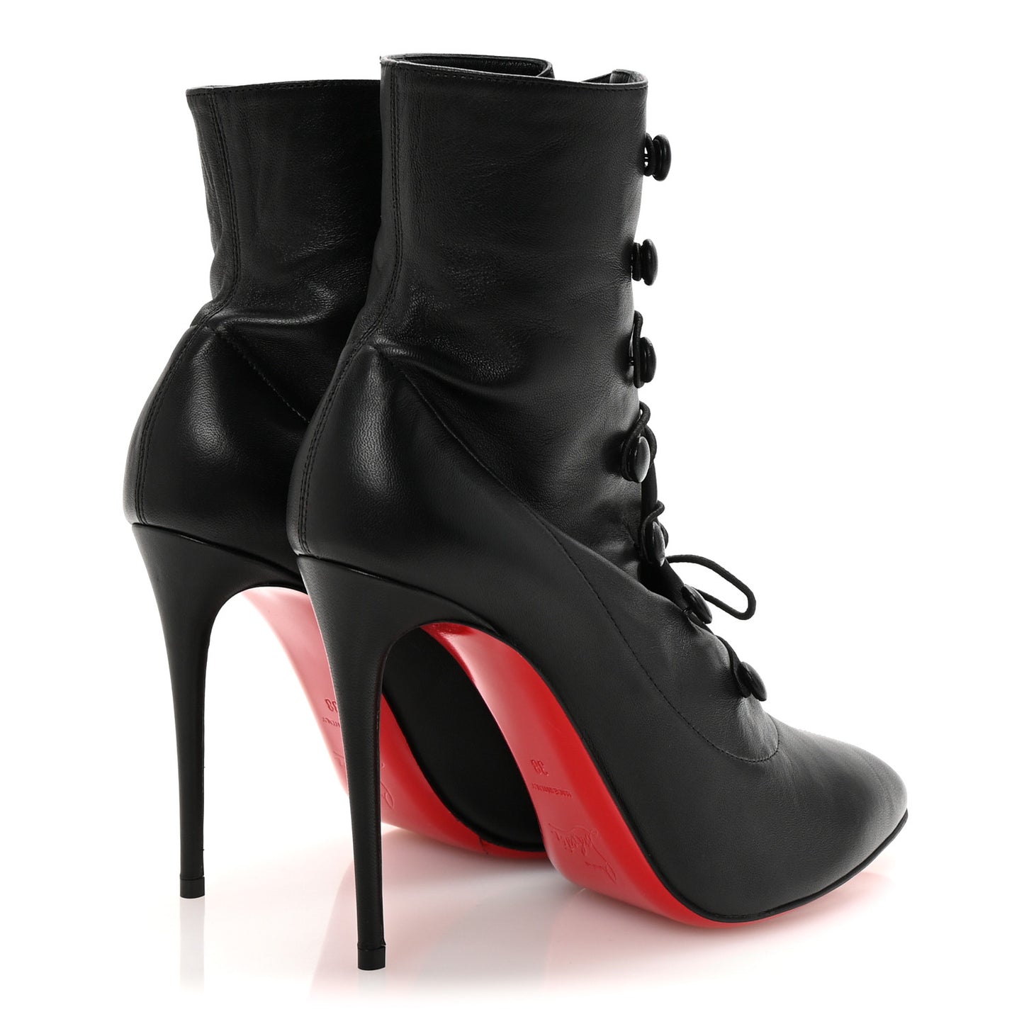 Calfskin French Tutu Button Ankle Boot  38 Black