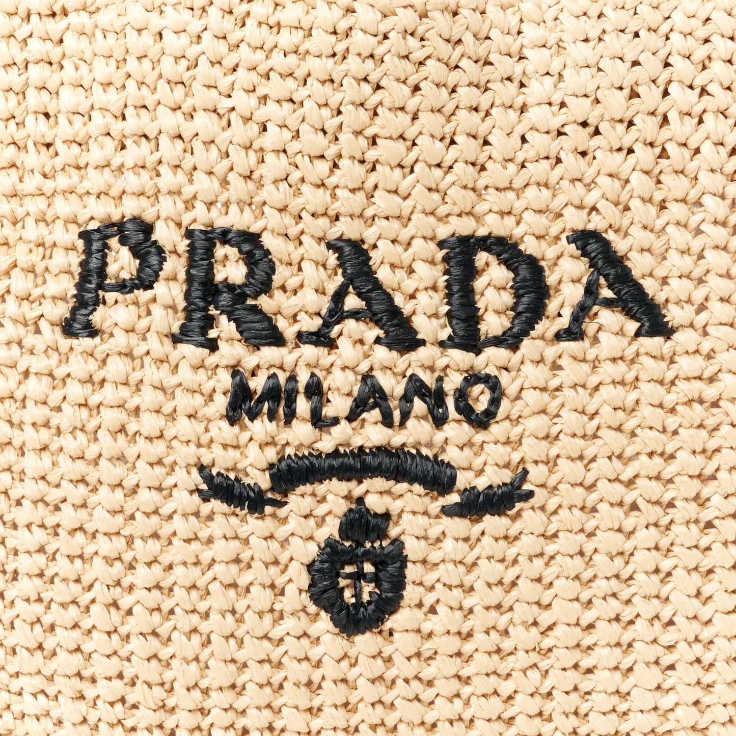 Yarn Raffia Effect Crochet Embroidered Small Logo Tote Naturale