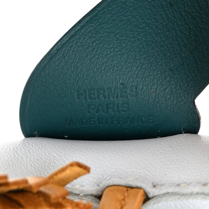 Hermes Milo Lambskin Grigri Rodeo Pegase Horse Bag Charm PM Bleu Brume Sesame Vert Bosphore 3 of 5