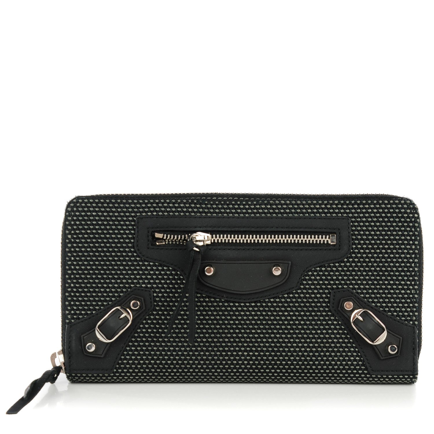 Balenciaga Canvas Agneau Classic Hardware Continental Zip Around Wallet Black 1 of 6