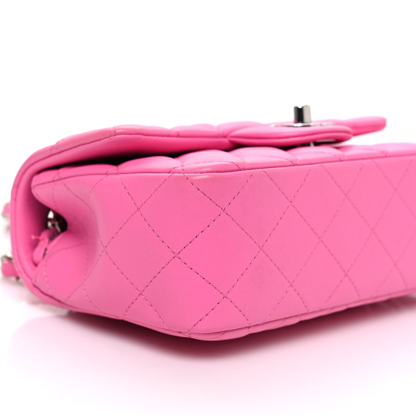 Lambskin Quilted Mini Rectangular Flap Pink