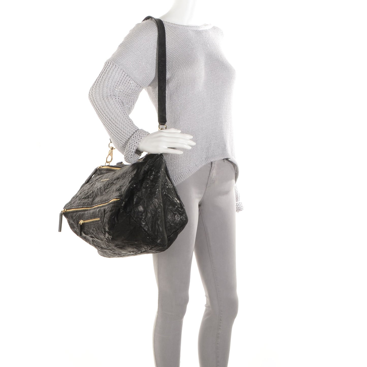 Tumbled Sheepskin Medium Pandora Bag Black