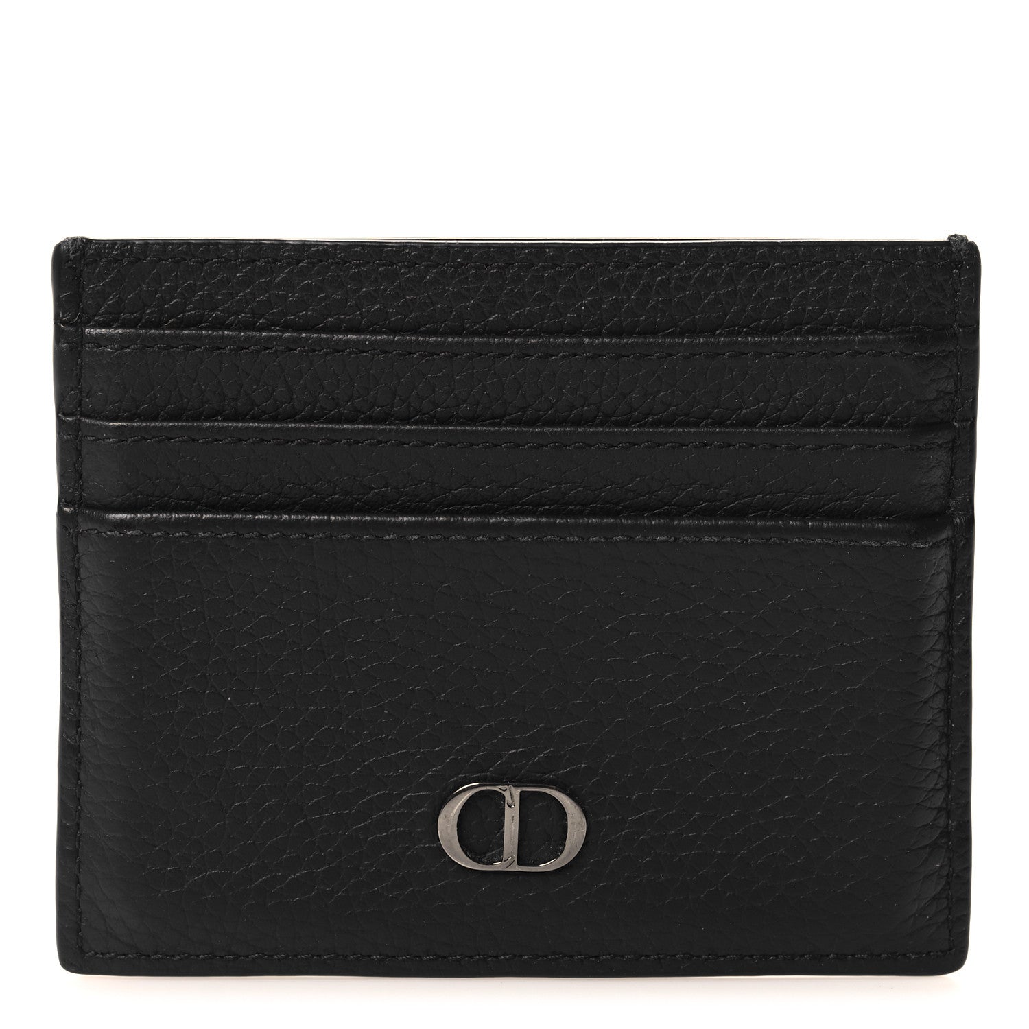 Christian Dior HOMME Grained Calfskin CD Icon Card Holder Black 1 of 7