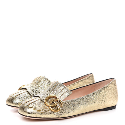 Gucci Galassia GG Marmont Fringe Flats 36.5 Platino 3 of 9