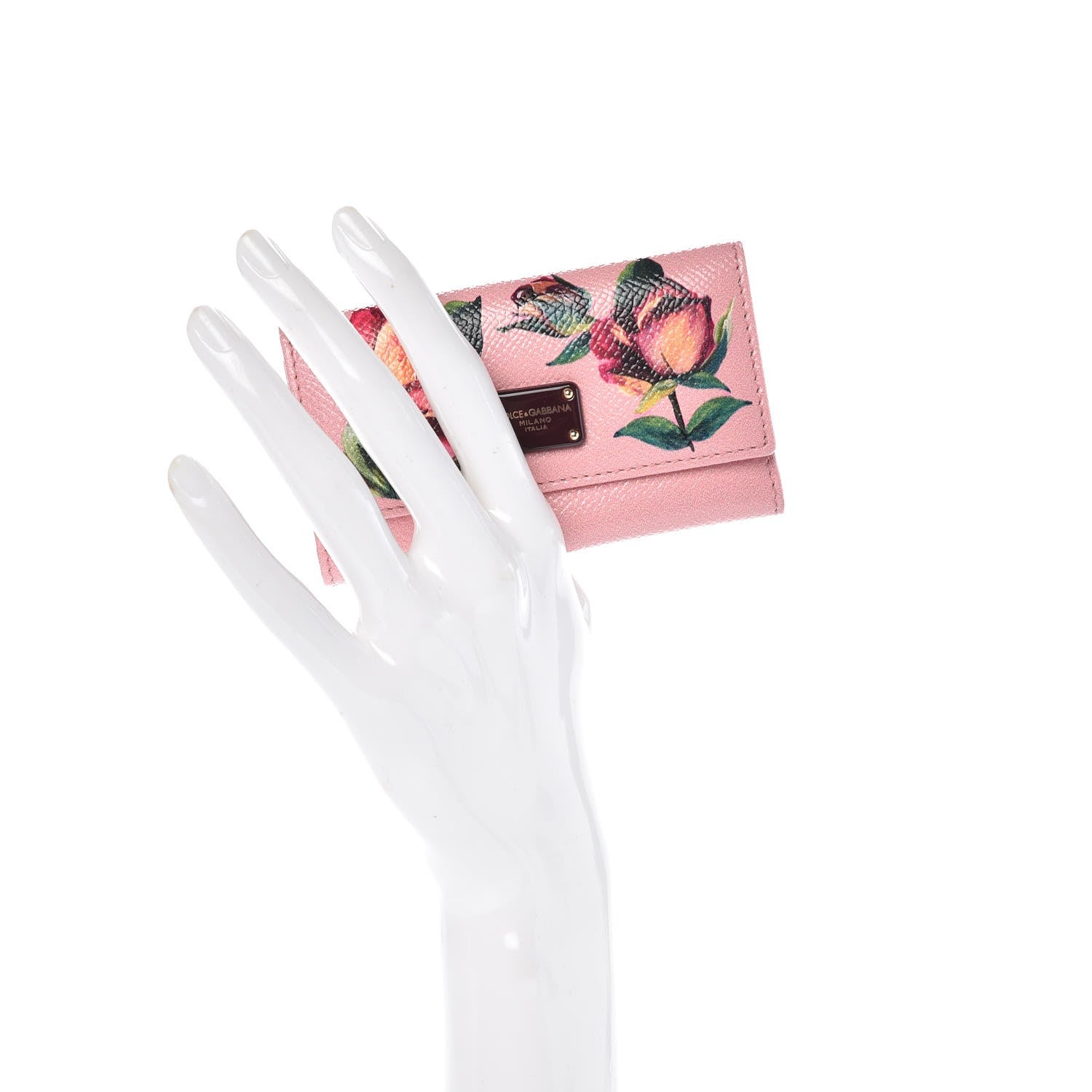 Dolce & Gabbana Dauphine Painted Rose Key Holder Pink 2 of 6