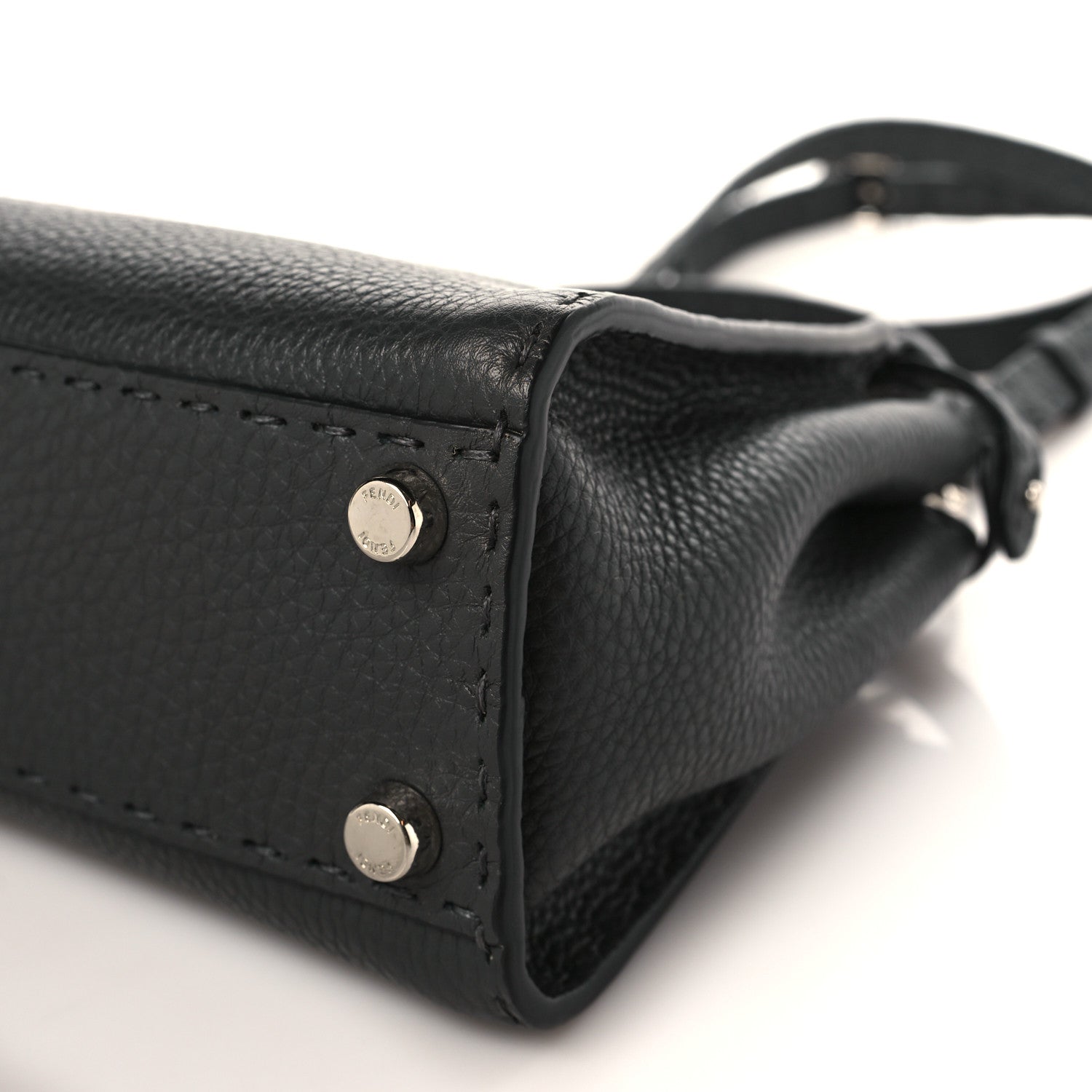 Fendi Cuoio Romano Selleria Bi-Color Mini Peekaboo Iconic Satchel Asfalto Latte 9 of 9