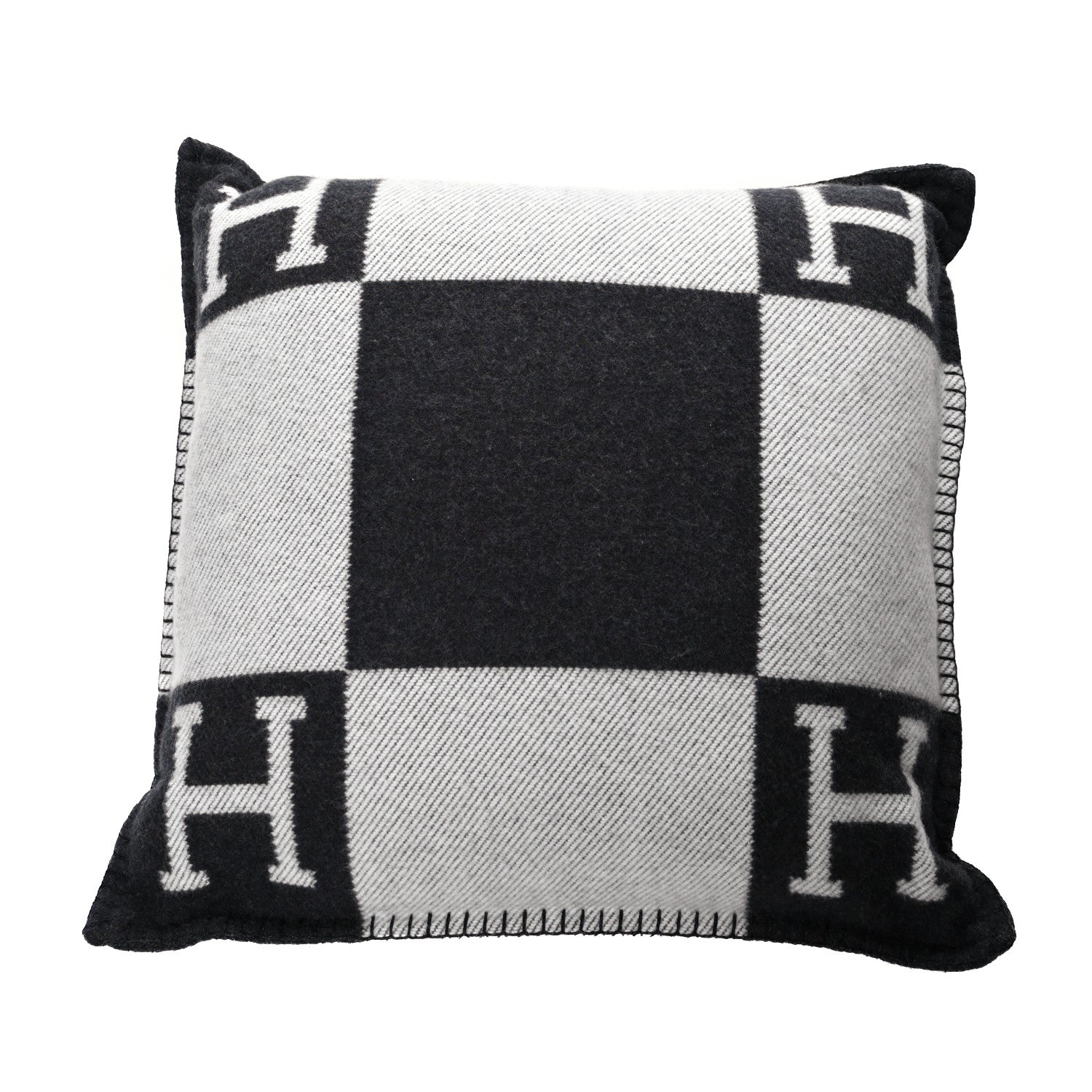 Hermes Wool Cashmere Avalon Pillow PM Ecru Gris Fonce 1 of 3
