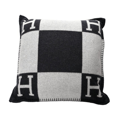 Hermes Wool Cashmere Avalon Pillow PM Ecru Gris Fonce 1 of 3